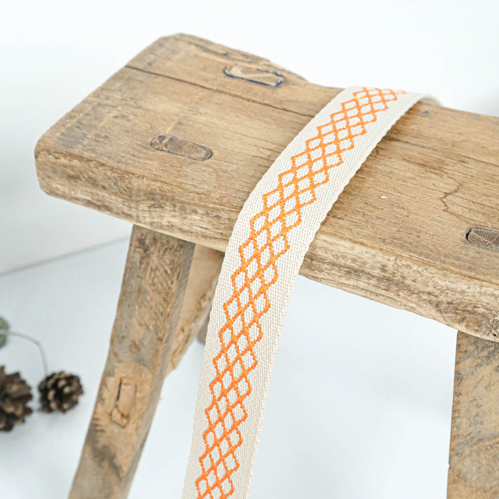 Orange Diamond-Patterned Strap - Maison Klem